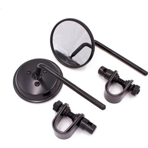 Motorcycle Universal Clamp-On Black Round Side Rear View Back Mirror Motorbike Chrome Stainless Steel Classic Handlebar Mirrors
