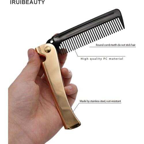 Beard Shape Comb MenS Oil Head Comb Metal Portable Mini Folding Comb Wine Opener Stainless Steel Lightweight Multifunction 1pc