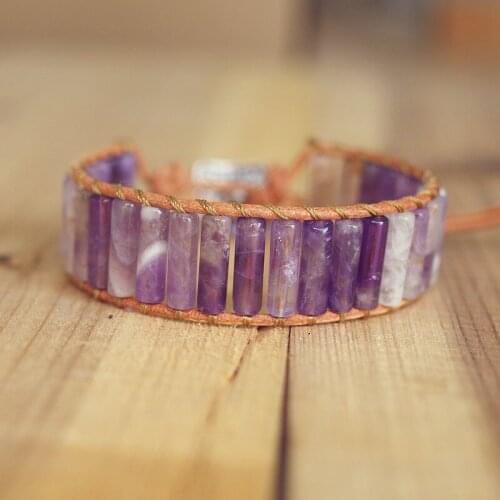 Handmade Jewelry Natural Stone Crystal Beads Leather Wrap Bracelet Women Yoga Chakra Boho Charm Bracelet & Bangle Couple Gift