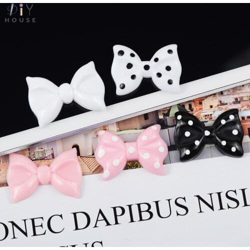10/20/30Pcs Cute Dots Bowknots Flat Back Planar Resin Flake Color DIY Craft Supplies Hair Accessories Phone Shell Decor Material