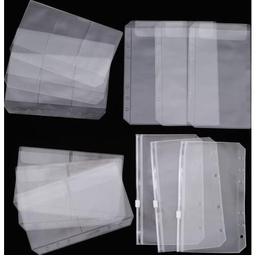 12pcs 6 Holes Notebook Binder Loose Leaf Bags, PVC Zipper Folders