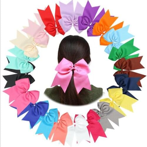 6.8x8.0 inch Ribbon Hair Bows Girls Large Bows 18Colors For Girls Hair Accessories 50pcs/lot
