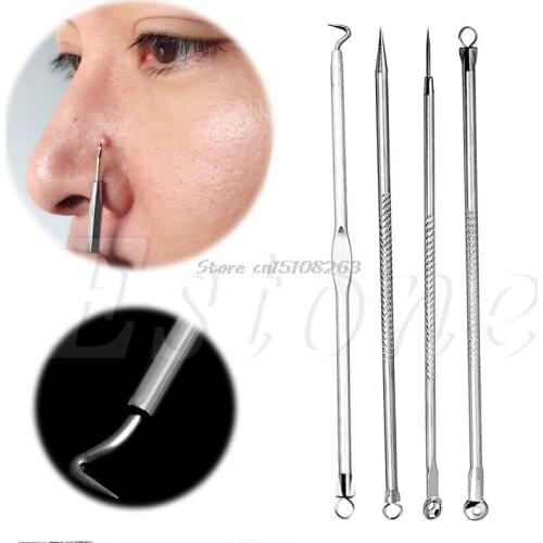4Pcs New Nobby Pimple Acne Remover Blemish Comedone Extractor Needles Tool Set -Y207 Drop Shipping