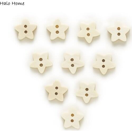 50pcs Natural color Star/Flower/Heart Wood Buttons Sewing Scrapbooking Clothing Handwork Gift Home Decor Card Making DIY 13mm
