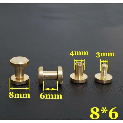50pc Q1-8x6 Solid Brass belt screw Chicago Screw Leathercraft