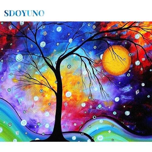 SDOYUNO 5D Diamond Painting Full Square/Round Diamond Mosaic Tree Diamond Embroidery DIY Rhinestone Pictures Home Decor
