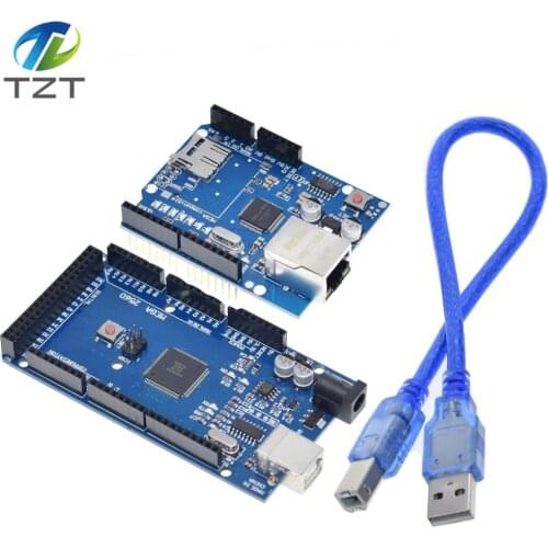 Free shipping MEGA 2560 R3 ATmega2560 R3 AVR USB board + W5100 USB Cable for Arduino 2560 MEGA2560 R3