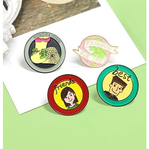Best Friend Round Brooches FUNDRAISING Sexy Girl Pyjamas for life Banner Enamel Pins Cartoon Lapel Badge Jewelry Gift Friends