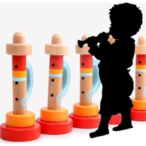 Baby Wooden Vertical Whistle Trumpet Toys Kids Montessori Portable Children Musical Instrument Educational Toys Gifts