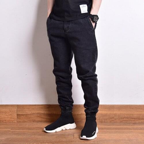 Men Jeans Black Color Vintage Designer Slack Bottom Fashion Streetwear Cargo Pants Homme Japanese Style Hip Hop Jogger Jeans Men