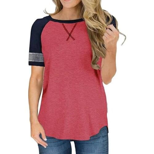 Elegant Patchwork Striped Short Sleeve T-shirt Top Women Summer 2021 New Casual Loose O-neck Korean Clothes Pullover Female XXL