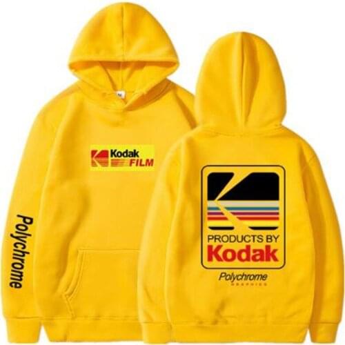 Japanese Kodak Printed Fleece Hoodies Pullover Men/Women Casual Hooded Streetwear Sweatshirts Hip Hop Harajuku Male Winter Tops