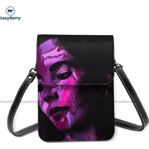Sad Face Shoulder Bag Aesthetic Leather Office Mobile Phone Bag Woman Gift Bags