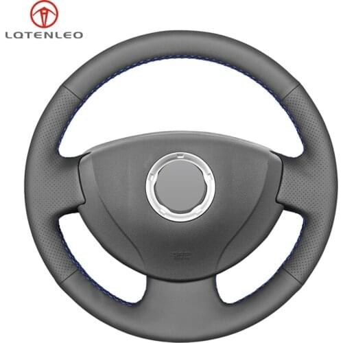 LQTENLEO Black PU Artificial Leather Car Steering Wheel Cover For Renault Logan 1 Sandero Lada Largus Nissan Almera G15