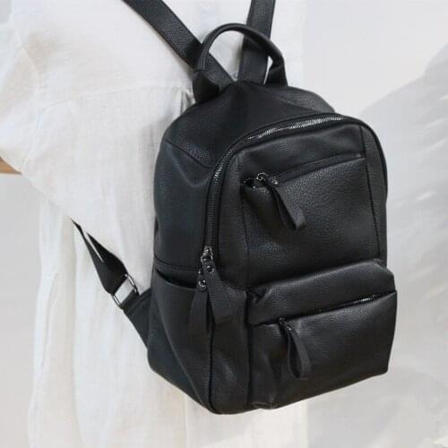 Classic Backpack Women School Bags 100% Real Leather Daily Casual Backpack For Ladies 2020 New Lady Travel Knapsack High Quality