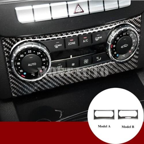 For Benz C Class W204 S204 Carbon Fiber Console Air Condition Frame Cover 2010-2013 1pcs Car Accessories Interior Car Decor