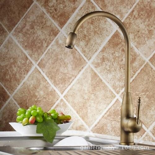 KITCHEN faucet hot and cold taps all copper antique European heightening retro faucet hole faucet