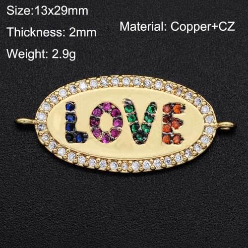 Copper Micro-inlaid Zircon LOVE Double Circle Connection Accessories DIY Bracelet Necklace Copper Jewelry Pendant Accessories