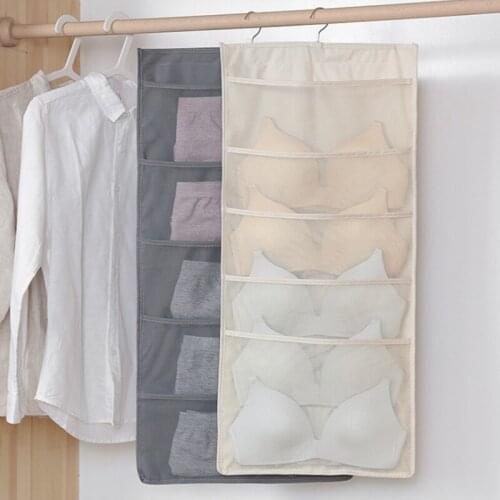 Multifunctional foldable clothing storage bag transparent hanging bag socks bra underwear rack hanger storage bag wardrobe stora