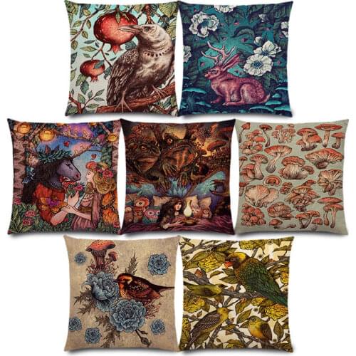 New Dark Magic Augury Bird Flowers Three Eyes Raven Steampunk Hummingbird Night Princess Owl Lion Cushion Cover Pillow Case