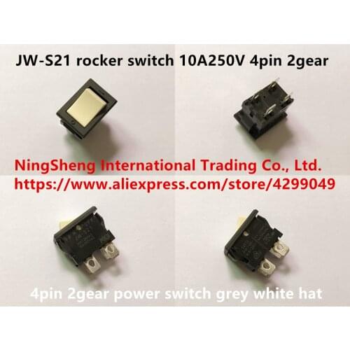 Original new 100% JW-S21 rocker switch 10A250V 4pin 2gear power switch grey white hat