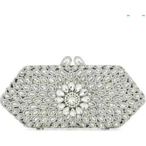 Gift Box bag Wedding Bridal clutch bag Multi Crystal Handbag Metal Clutches Evening Bag Diamond Party Prom Clutch Purse blue red