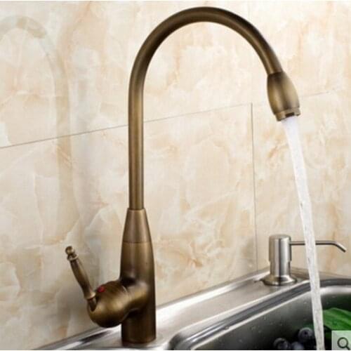 Swivel Spout Water Tap Antique Brass Single Handle Single Hole Kitchen Sink & Bathroom Faucet Basin Mixer Tap asf073