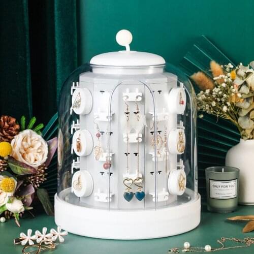 New Luxury Jewelry Box High Capacity With Cover Dust-Proof Rotatable Necklace Ear Studs Storage Box Travel Organizer Case