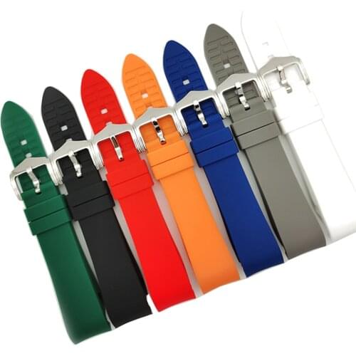 20mm 22mm 24mm High Quality Silicone Watch Band Strap Soft Rubber Arc Elbow Men Women Universal Watch Band Bracelet Accessories