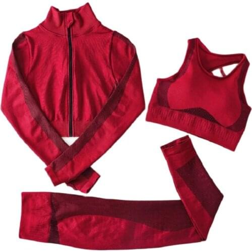 Women Tracksuit Gym Set New Striped Zipper Long Sleeve Yoga Bra Top Full Leggings Elastic Winter Fitness Work Out Yoga Set Women