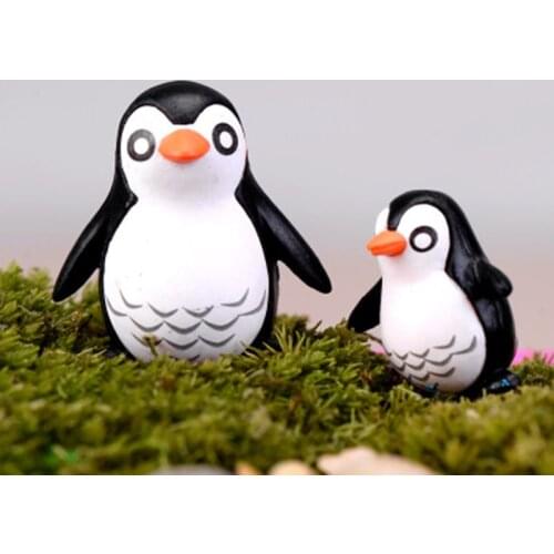 ZOCDOU 2 Pieces Antarctic Penguin Cold Fat Bird Father and Son Model Small Statue Figurine Crafts Ornament Miniatures DIY Decor