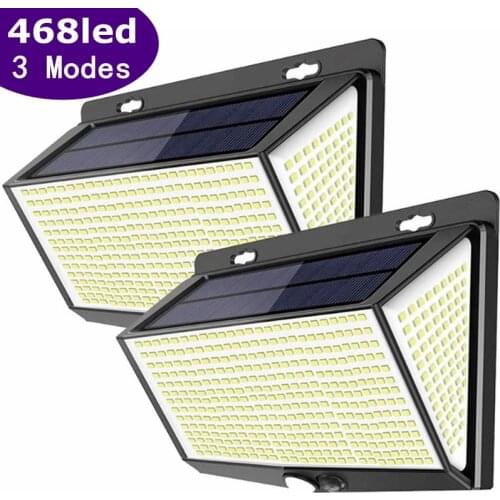 1/2Pcs 468 LED Solar Powered Light Outdoor Waterproof Motion Sensor Automatic Lighting Street Solar Wall Lamp Garden Decoration