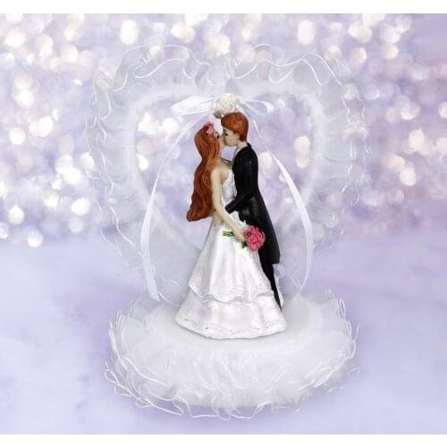 1 Pc Cake Decor Dessert Table Adornment Wedding Layout Prop Bride Groom Craft (White Black)