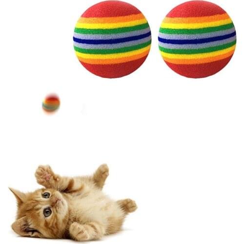 1Pcs Funny Pet Dog Puppy Cat Rainbow Striped Chewing Interactive Ball Teething Dog cat training toy