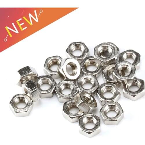 100pcs/lot Metric thread DIN934 M2 M2.5 M3 M4 M5 Steel Hex Nuts