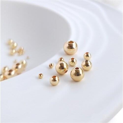 14K Gold Filled light surface round beads bracelet separator beads DIY handmade beads accessories jewelry materials
