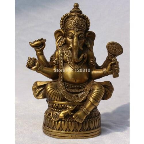 18CM Tibetan Religions Bronze Ganapati Ganesh Lord Ganesha Buddha Statue