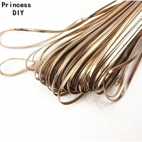 20M/Lot Jewelry Making Finding 5mm Rose Gold PU Ribbon Faux Leather Flat Cord String Bias DIY Collar Keychain Accessories Trim
