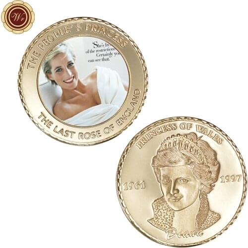 2019 WR UK Luxury 24k Gold Coin 999.9 Gold Plated Souvenir Coins Princess Diana Commemorative Metal Coins Art Ornament