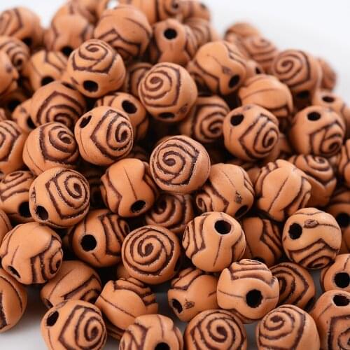 50/100/150Pcs Acrylic Wooden Beads Imitation Wood Color Rose Shape Loose Spacer Beads For DIY Necklace Bracelet Jewelry Making