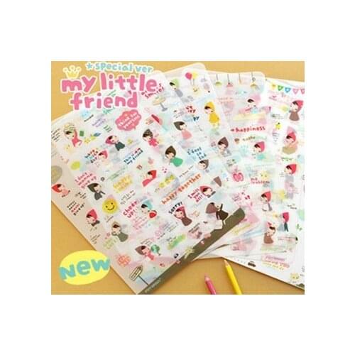 6 sheet/lot DIY Cute Red Girl Sticker Kawaii Paper Ponybrown Stickers for Scrapbooking Diary Decor Free shipping