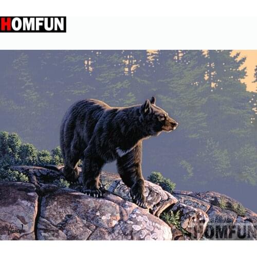 HOMFUN Full Square/Round Drill 5D DIY Diamond Painting "Animal Bear" Embroidery Cross Stitch 5D Home Decor Gift A14468