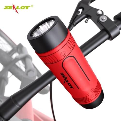 Zealot S1 Bluetooth Speaker Portable Bicycle Column fm Radio Outdoor Small Wireless Speakers Power Bank+Flashlight+Bike Mounting