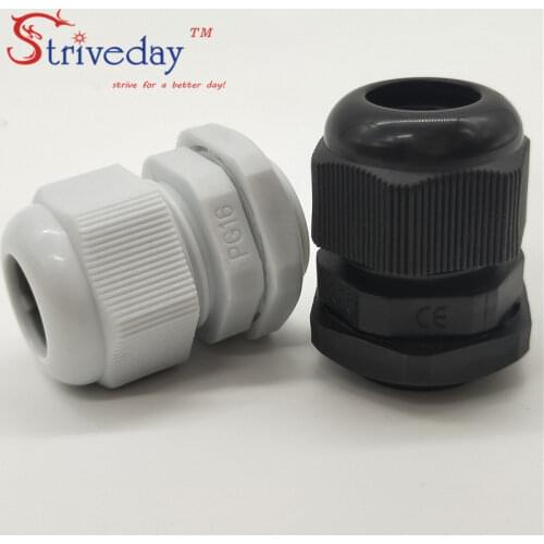 50pcs/lot White Black PG16 Nylon cable gland Wiring Accessories LED cable connector waterproof Gland
