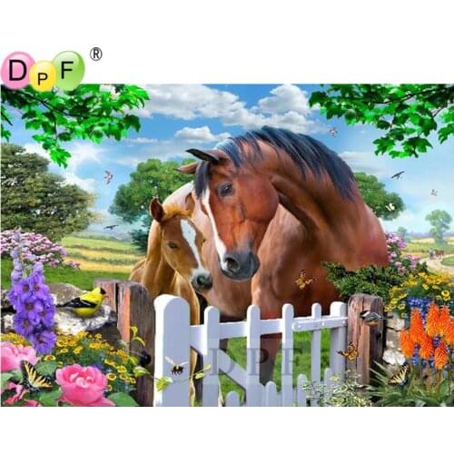 DPF Diy Diamond Embroidery Garden ladder wall Diamond Painting Cross Stitch full Square diamond Mosaic kit Needlework home Decor