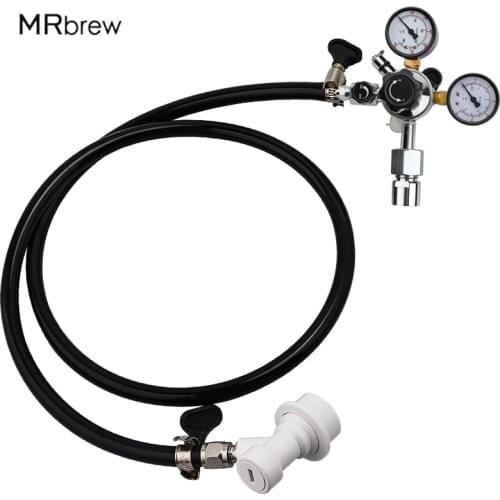 5/16" PVC Gas Line Assembly ,Beer Keg Kegerator Regulator Gauge with W21.8 Inlet with T21*4 Adapter - Draft Soda Beer Dispensin