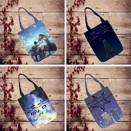 IVYYE 1PCS Your Lie in April Fashion Anime Canvas Shoulder Bags Casual Shopping Bag Cartoon Tote Handbag Travel Lady Girls New