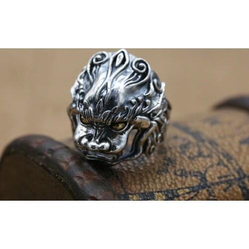 Solid 925 Sterling Silver MENS Men pixiu beast punk ring rings jewelry gift A5594