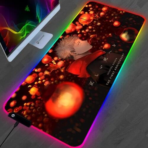 RGB Jujutsu Kaisen Anime Mouse Pad Kawaii Gaming Accessories Gojo Satoru Carpet Gamer PC Computer Varmilo Keyboard CSGO Mousepad