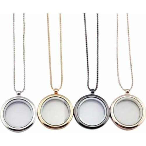 Round Water Proof Floating Locket Rose Gold Stainless Steel Plain Twist Screw Floating Glass Locket For DIY Jewelry